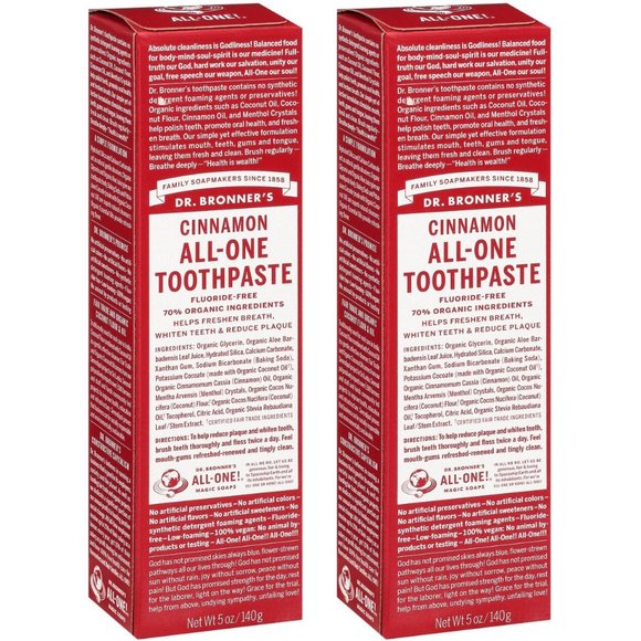 Qty (2) Dr. Bronner's Cinnamon All-One Fluoride-Free Toothpaste - Picture 1 of 2